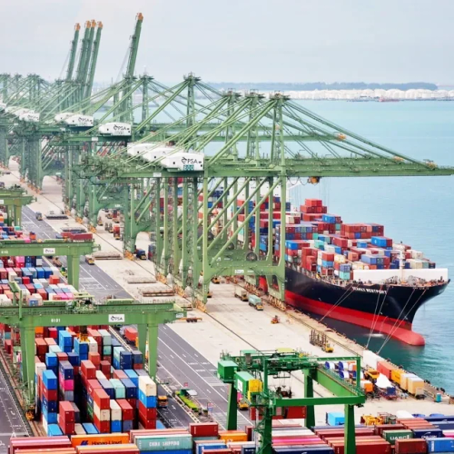 Singapore port and shipping infrastructure supporting international trade